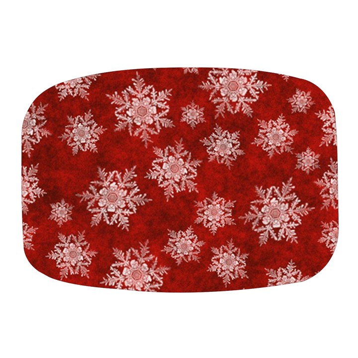 Snowflakes And Star Patternsred Snow Mini Square Pill Box