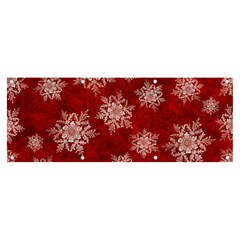 Snowflakes And Star Patternsred Snow Banner And Sign 8  X 3  by artworkshop