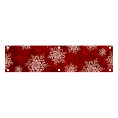 Snowflakes And Star Patternsred Snow Banner And Sign 4  X 1  by artworkshop