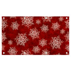 Snowflakes And Star Patternsred Snow Banner And Sign 7  X 4  by artworkshop