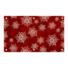 Snowflakes And Star Patternsred Snow Banner And Sign 5  X 3  by artworkshop