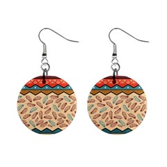 Ethnic Tribal Pattern Background Mini Button Earrings by Vaneshart