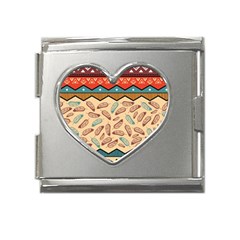 Ethnic Tribal Pattern Background Mega Link Heart Italian Charm (18mm) by Vaneshart