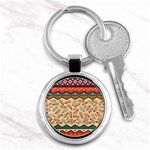 Ethnic tribal pattern background Key Chain (Round) Front