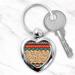 Ethnic Tribal Pattern Background Key Chain (heart) by Vaneshart