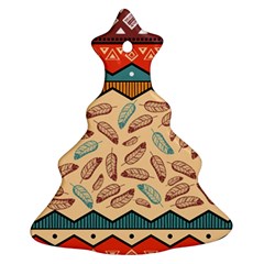 Ethnic Tribal Pattern Background Ornament (christmas Tree)  by Vaneshart