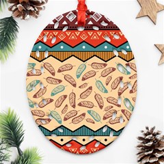 Ethnic Tribal Pattern Background Oval Filigree Ornament (two Sides)