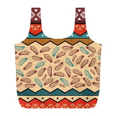 Ethnic Tribal Pattern Background Full Print Recycle Bag (l) by Vaneshart