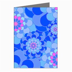 Blue 70s  Floral Greeting Cards (pkg Of 8) by violetheavensky