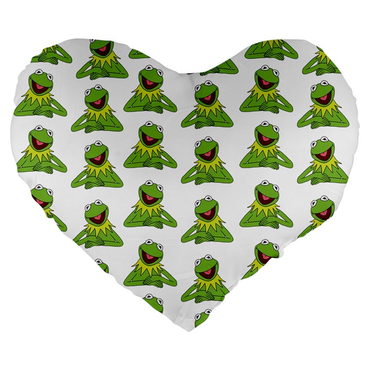 Kermit The Frog Large 19  Premium Flano Heart Shape Cushions