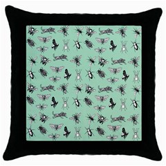 Insects Pattern Throw Pillow Case (black) by Valentinaart