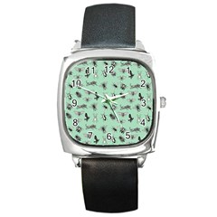 Insects Pattern Square Metal Watch by Valentinaart