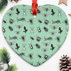 Insects Pattern Heart Ornament (two Sides) by Valentinaart