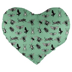 Insects Pattern Large 19  Premium Heart Shape Cushions by Valentinaart