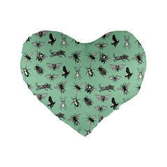 Insects Pattern Standard 16  Premium Flano Heart Shape Cushions