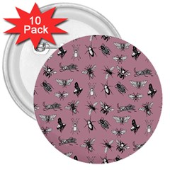 Insects pattern 3  Buttons (10 pack) 