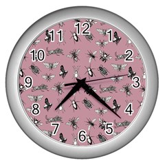 Insects pattern Wall Clock (Silver)