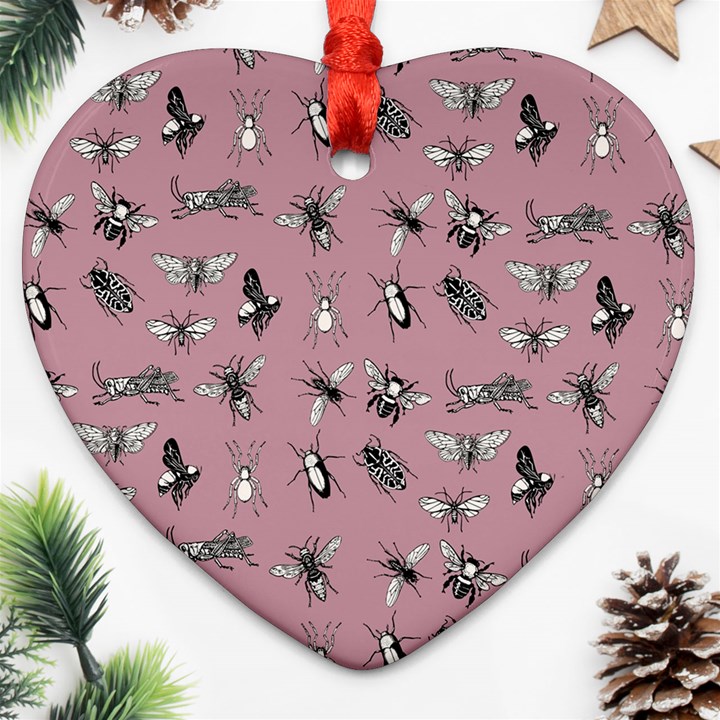 Insects pattern Heart Ornament (Two Sides)