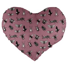 Insects pattern Large 19  Premium Heart Shape Cushions