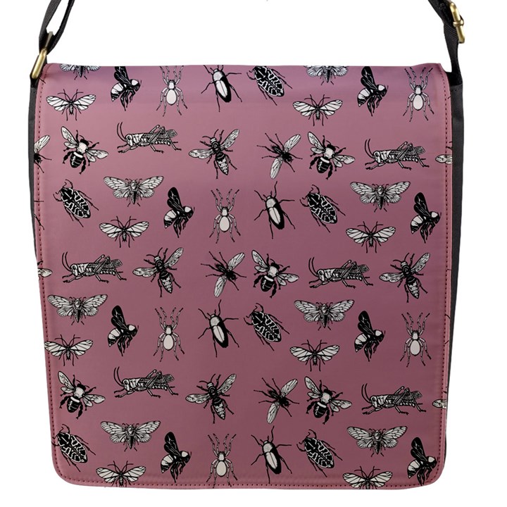 Insects pattern Flap Closure Messenger Bag (S)