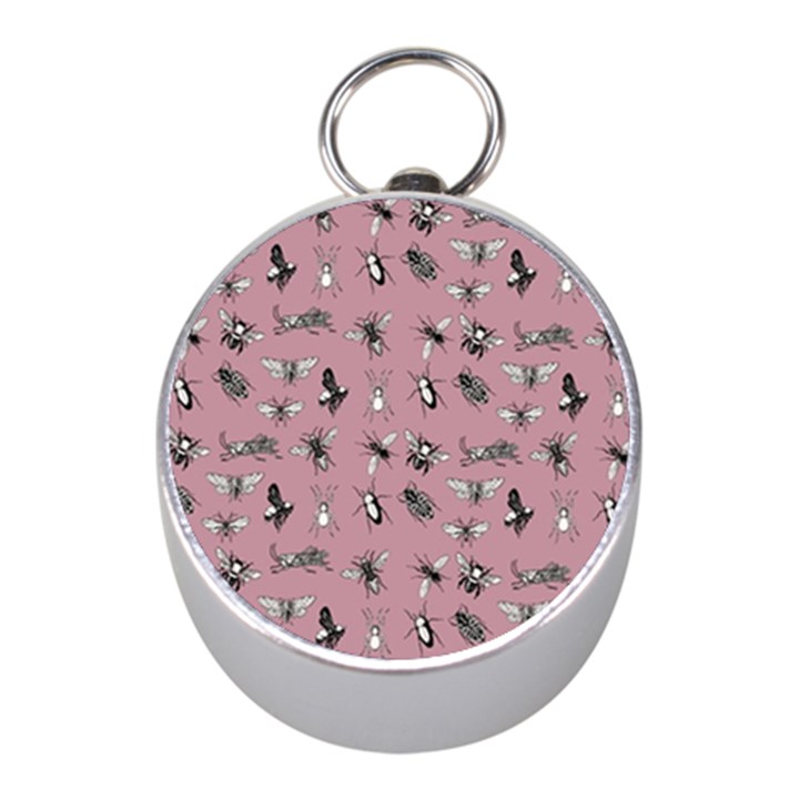 Insects pattern Mini Silver Compasses