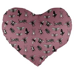 Insects pattern Large 19  Premium Flano Heart Shape Cushions