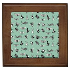 Insects Pattern Framed Tile by Valentinaart