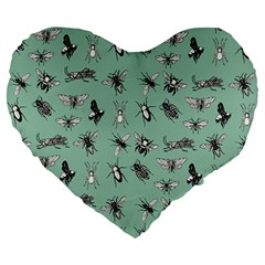 Insects Pattern Large 19  Premium Heart Shape Cushions by Valentinaart