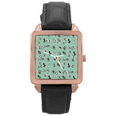 Insects Pattern Rose Gold Leather Watch  by Valentinaart