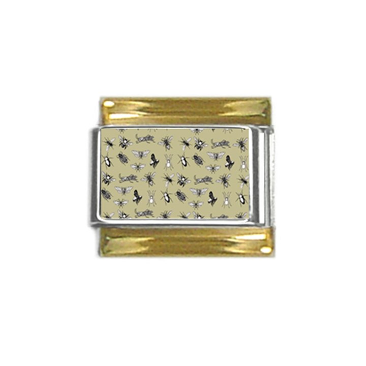 Insects pattern Gold Trim Italian Charm (9mm)