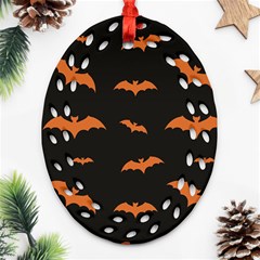 Bat Pattern Oval Filigree Ornament (two Sides)