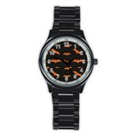 Bat pattern Stainless Steel Round Watch Front