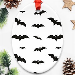 Bat Pattern Oval Ornament (two Sides)