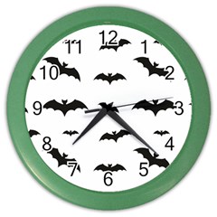 Bat Pattern Color Wall Clock by Valentinaart