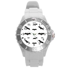 Bat Pattern Round Plastic Sport Watch (l) by Valentinaart