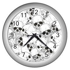 Skull Pattern Wall Clock (silver) by Valentinaart