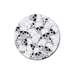 Skull Pattern Rubber Coaster (round) by Valentinaart