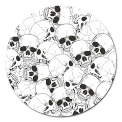 Skull Pattern Magnet 5  (round) by Valentinaart