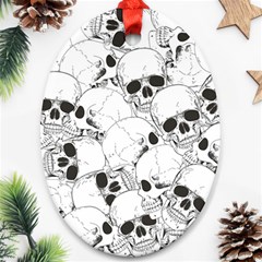 Skull Pattern Oval Ornament (two Sides)