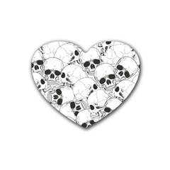 Skull Pattern Rubber Heart Coaster (4 Pack) by Valentinaart