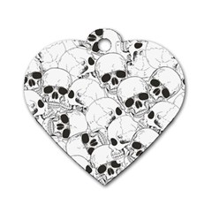 Skull Pattern Dog Tag Heart (one Side) by Valentinaart