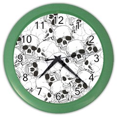 Skull Pattern Color Wall Clock by Valentinaart