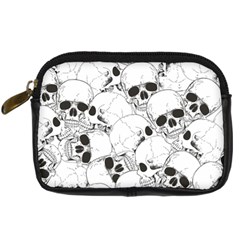 Skull Pattern Digital Camera Leather Case by Valentinaart