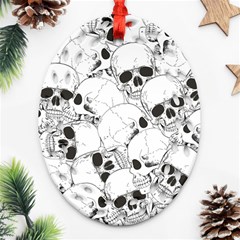 Skull Pattern Oval Filigree Ornament (two Sides) by Valentinaart