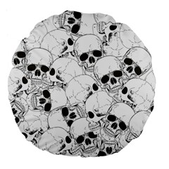 Skull Pattern Large 18  Premium Flano Round Cushions by Valentinaart