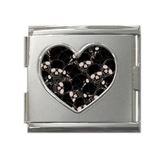 Skull Pattern Mega Link Heart Italian Charm (18mm)