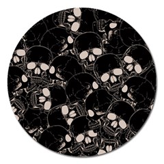 Skull Pattern Magnet 5  (round) by Valentinaart