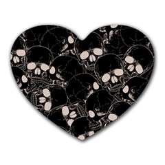 Skull Pattern Heart Mousepad by Valentinaart