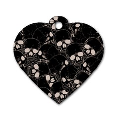 Skull Pattern Dog Tag Heart (one Side) by Valentinaart