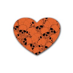 Skull Pattern Rubber Heart Coaster (4 Pack) by Valentinaart